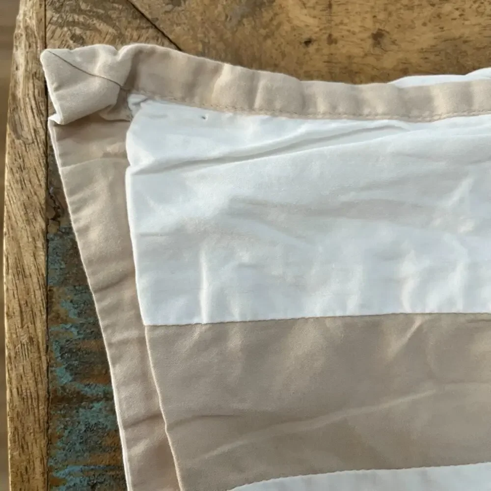 Wamsutta 100% Cotton King Pillowcases (2) Tan & White Striped